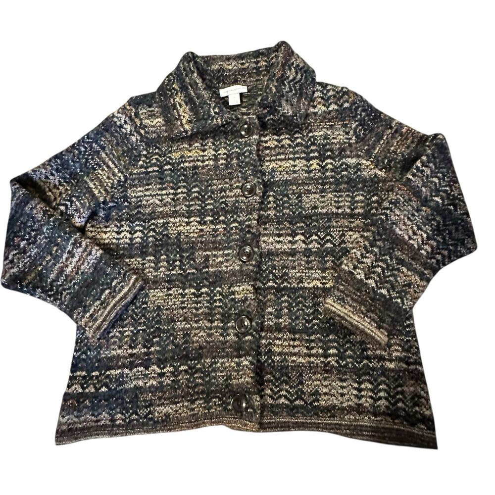 Christopher & Banks Knit Button-Front Cardigan XL MarledKnit Cottagecore Preppy